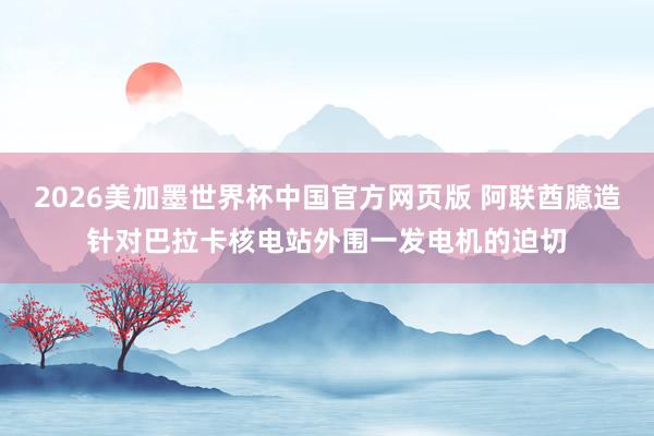 2026美加墨世界杯中国官方网页版 阿联酋臆造针对巴拉卡核电站外围一发电机的迫切