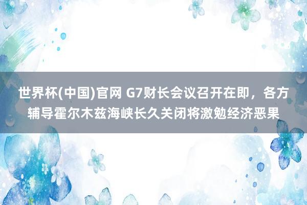 世界杯(中国)官网 G7财长会议召开在即，各方辅导霍尔木兹海峡长久关闭将激勉经济恶果