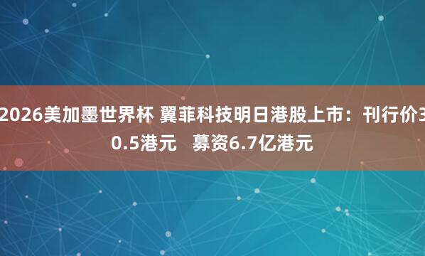 2026美加墨世界杯 翼菲科技明日港股上市：刊行价30.5港元   募资6.7亿港元
