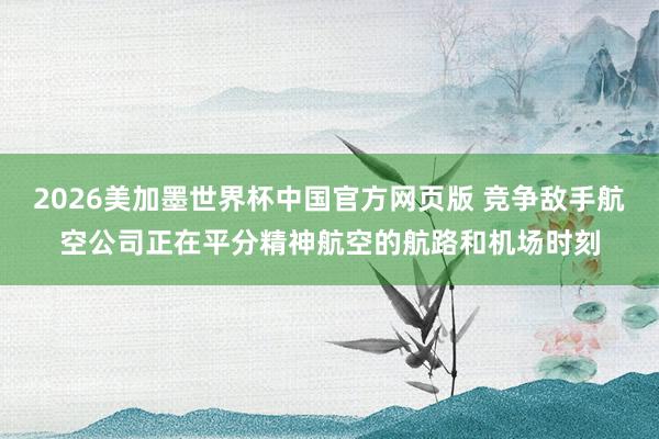2026美加墨世界杯中国官方网页版 竞争敌手航空公司正在平分精神航空的航路和机场时刻
