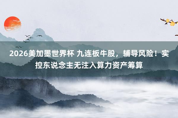2026美加墨世界杯 九连板牛股，辅导风险！实控东说念主无注入算力资产筹算