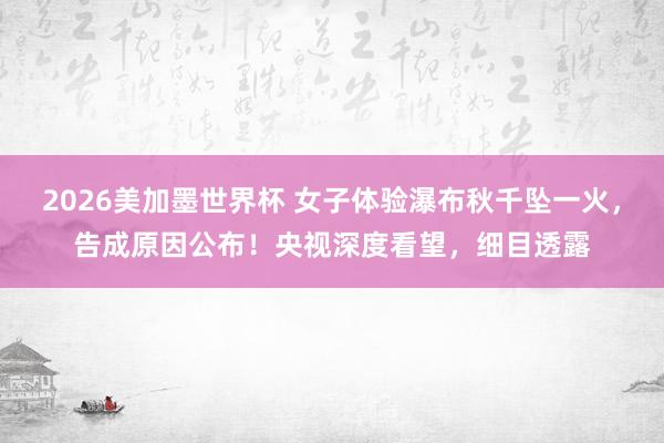 2026美加墨世界杯 女子体验瀑布秋千坠一火，告成原因公布！央视深度看望，细目透露