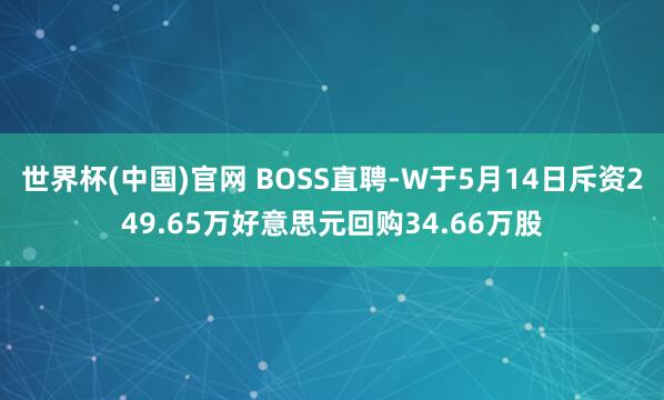 世界杯(中国)官网 BOSS直聘-W于5月14日斥资249.65万好意思元回购34.66万股