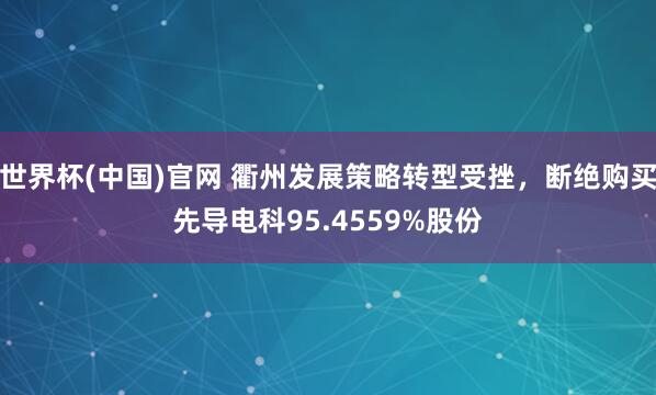 世界杯(中国)官网 衢州发展策略转型受挫，断绝购买先导电科95.4559%股份