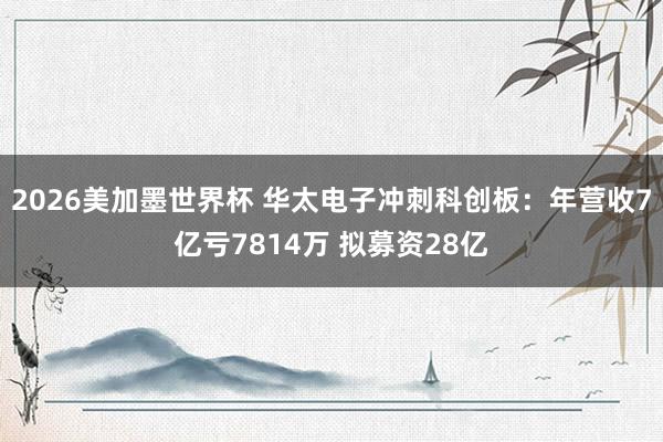 2026美加墨世界杯 华太电子冲刺科创板：年营收7亿亏7814万 拟募资28亿