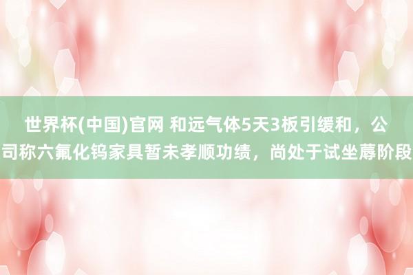 世界杯(中国)官网 和远气体5天3板引缓和，公司称六氟化钨家具暂未孝顺功绩，尚处于试坐蓐阶段