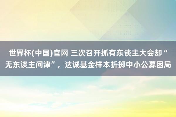 世界杯(中国)官网 三次召开抓有东谈主大会却“无东谈主问津”，达诚基金样本折掷中小公募困局