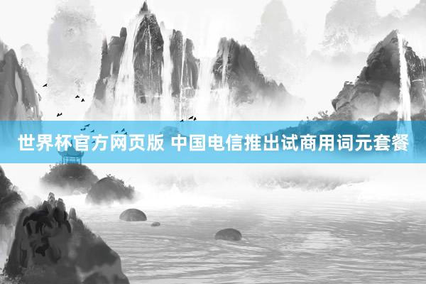 世界杯官方网页版 中国电信推出试商用词元套餐