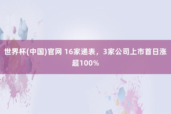 世界杯(中国)官网 16家递表，3家公司上市首日涨超100%