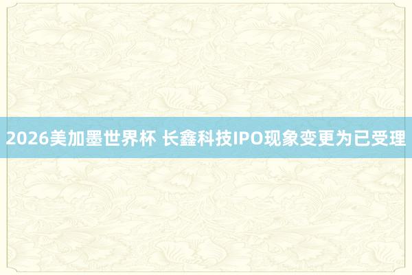 2026美加墨世界杯 长鑫科技IPO现象变更为已受理