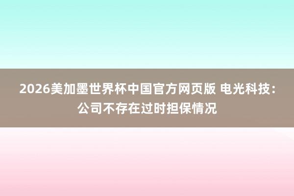 2026美加墨世界杯中国官方网页版 电光科技：公司不存在过时担保情况