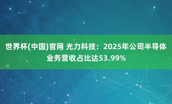 世界杯(中国)官网 光力科技：2025年公司半导体业务营收占比达53.99%