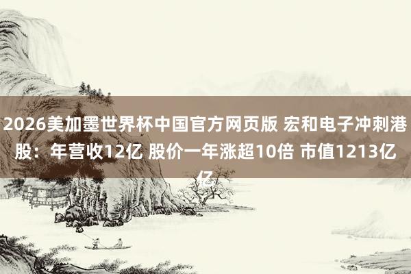 2026美加墨世界杯中国官方网页版 宏和电子冲刺港股：年营收12亿 股价一年涨超10倍 市值1213亿