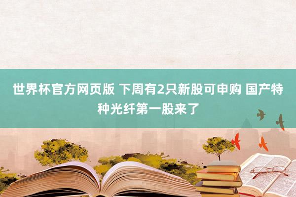 世界杯官方网页版 下周有2只新股可申购 国产特种光纤第一股来了