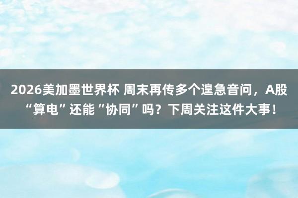 2026美加墨世界杯 周末再传多个遑急音问，A股“算电”还能“协同”吗？下周关注这件大事！