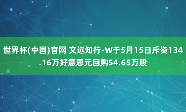 世界杯(中国)官网 文远知行-W于5月15日斥资134.16万好意思元回购54.65万股