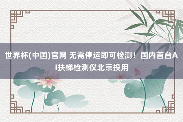 世界杯(中国)官网 无需停运即可检测！国内首台AI扶梯检测仪北京投用