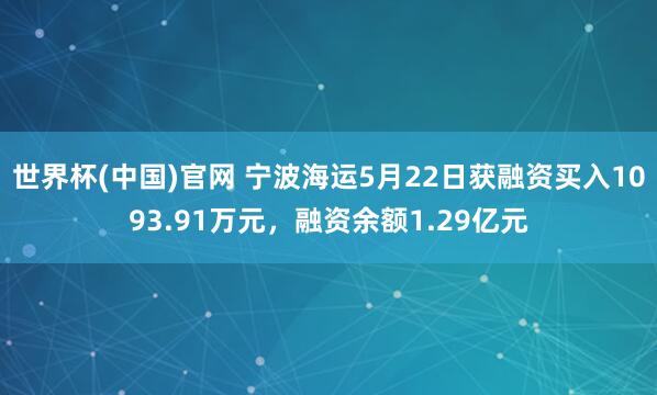 世界杯(中国)官网 宁波海运5月22日获融资买入1093.91万元，融资余额1.29亿元