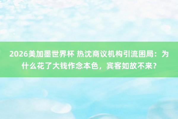 2026美加墨世界杯 热沈商议机构引流困局：为什么花了大钱作念本色，宾客如故不来？