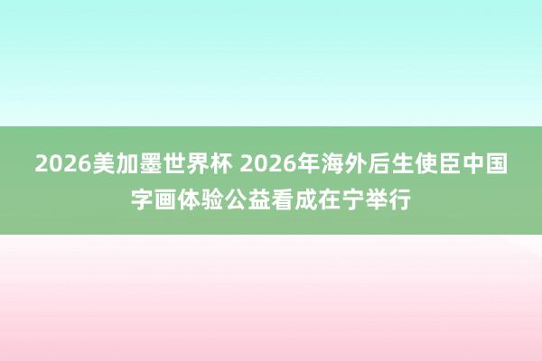 2026美加墨世界杯 2026年海外后生使臣中国字画体验公益看成在宁举行
