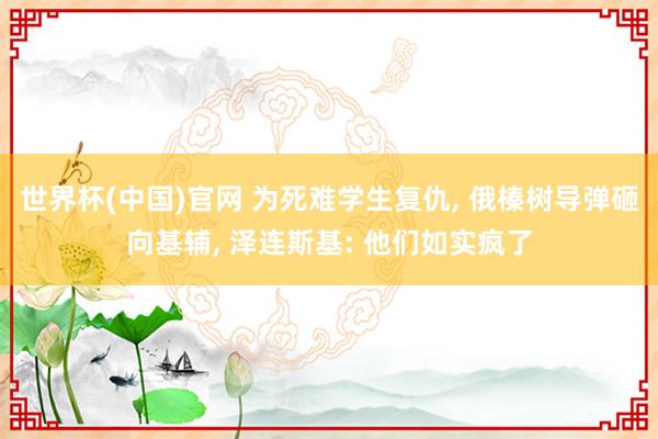 世界杯(中国)官网 为死难学生复仇， 俄榛树导弹砸向基辅， 泽连斯基: 他们如实疯了