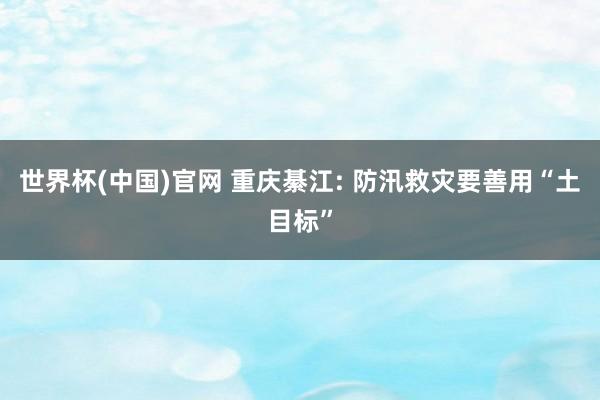 世界杯(中国)官网 重庆綦江: 防汛救灾要善用“土目标”