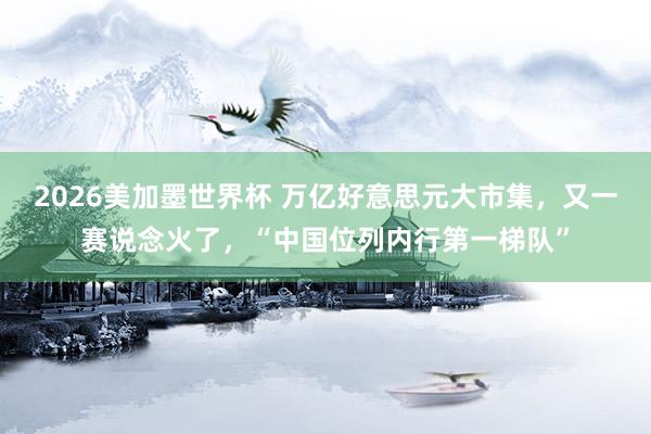 2026美加墨世界杯 万亿好意思元大市集，又一赛说念火了，“中国位列内行第一梯队”