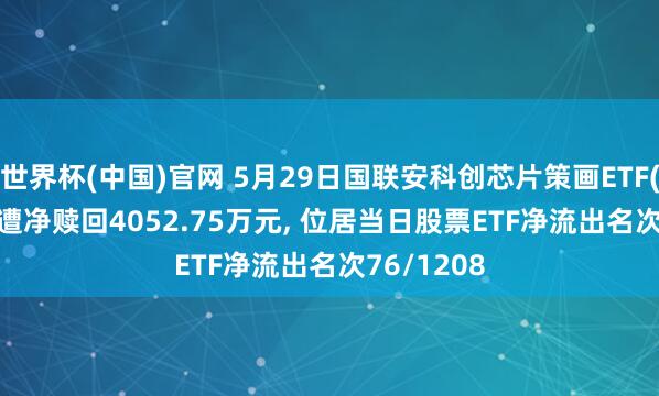 世界杯(中国)官网 5月29日国联安科创芯片策画ETF(588780)遭净赎回4052.75万元， 位居当日股票ETF净流出名次76/1208