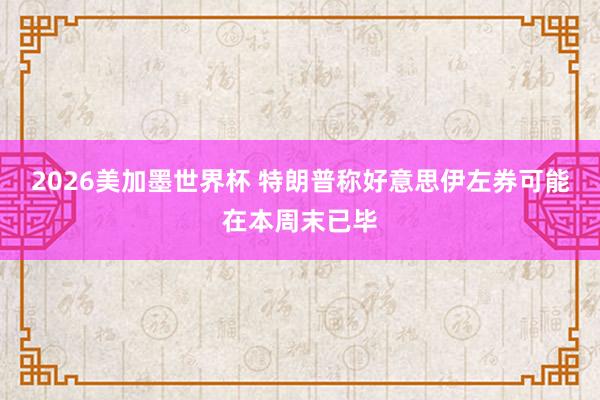 2026美加墨世界杯 特朗普称好意思伊左券可能在本周末已毕