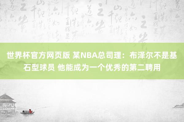 世界杯官方网页版 某NBA总司理：布泽尔不是基石型球员 他能成为一个优秀的第二聘用
