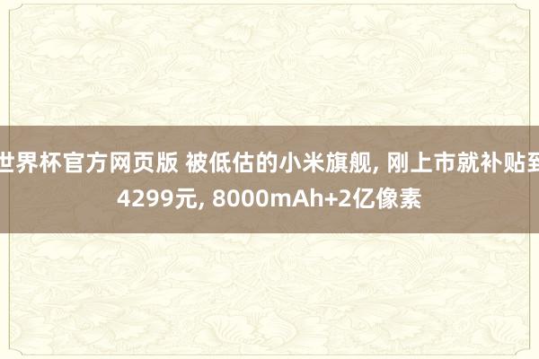 世界杯官方网页版 被低估的小米旗舰, 刚上市就补贴到4299元, 8000mAh+2亿像素