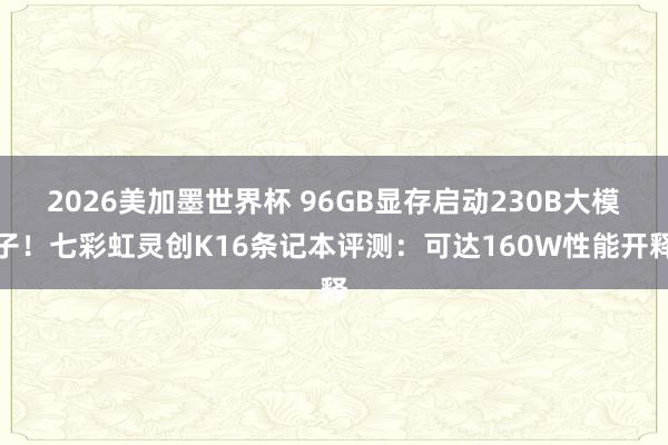 2026美加墨世界杯 96GB显存启动230B大模子！七彩虹灵创K16条记本评测：可达160W性能开释
