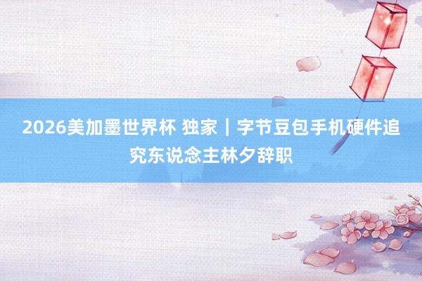 2026美加墨世界杯 独家|字节豆包手机硬件追究东说念主林夕辞职