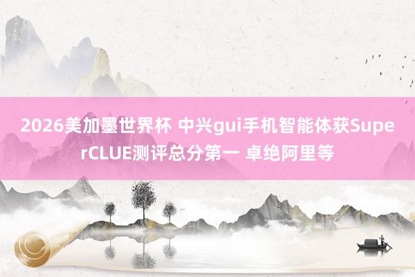 2026美加墨世界杯 中兴gui手机智能体获SuperCLUE测评总分第一 卓绝阿里等