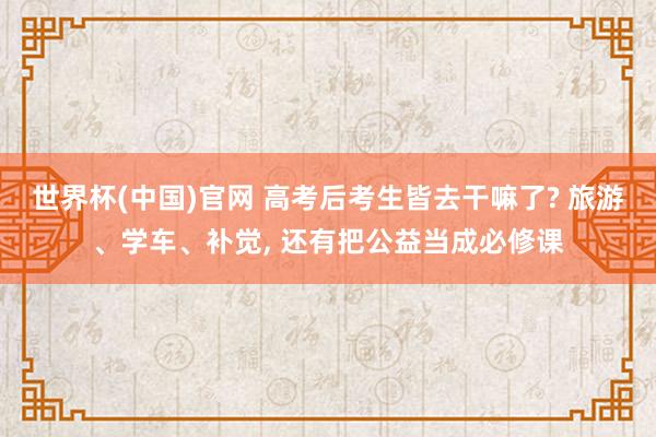 世界杯(中国)官网 高考后考生皆去干嘛了? 旅游、学车、补觉, 还有把公益当成必修课