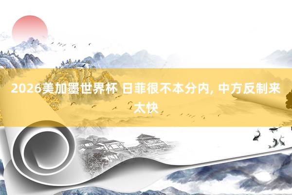 2026美加墨世界杯 日菲很不本分内, 中方反制来太快