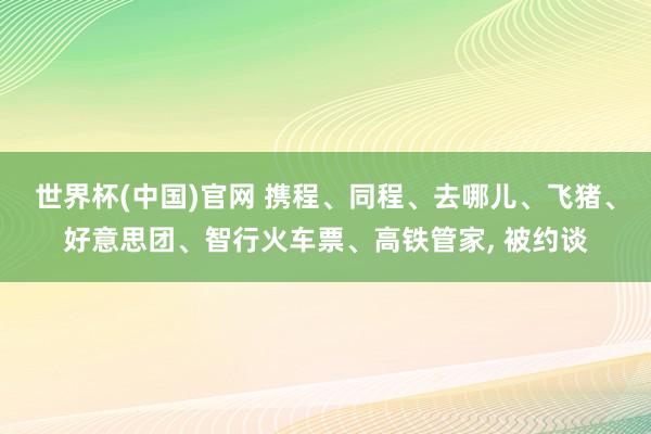 世界杯(中国)官网 携程、同程、去哪儿、飞猪、好意思团、智行火车票、高铁管家, 被约谈