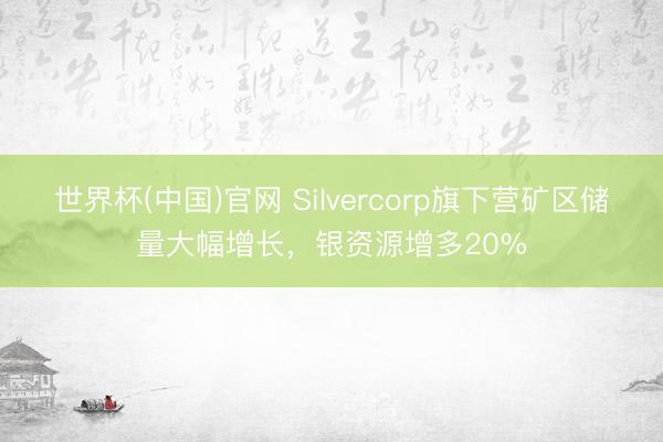 世界杯(中国)官网 Silvercorp旗下营矿区储量大幅增长，银资源增多20%