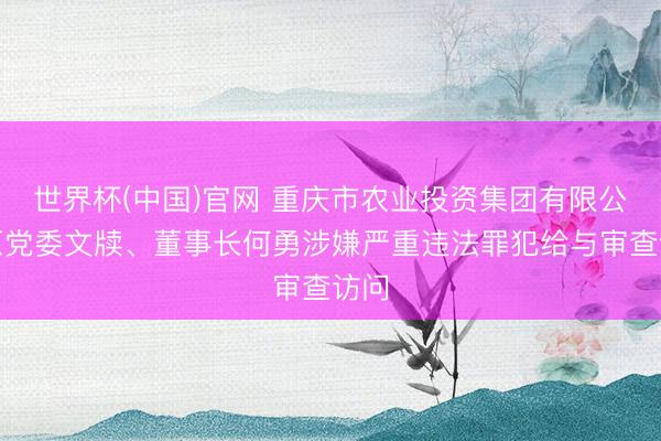 世界杯(中国)官网 重庆市农业投资集团有限公司原党委文牍、董事长何勇涉嫌严重违法罪犯给与审查访问