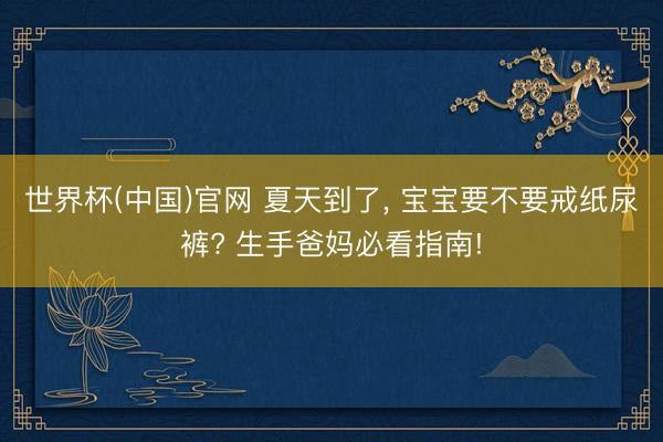 世界杯(中国)官网 夏天到了, 宝宝要不要戒纸尿裤? 生手爸妈必看指南!