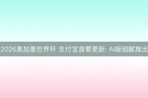 2026美加墨世界杯 支付宝首要更新: AI版细腻推出